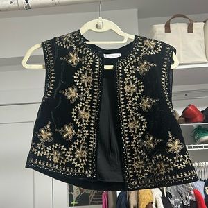 zara black & gold velvet vest